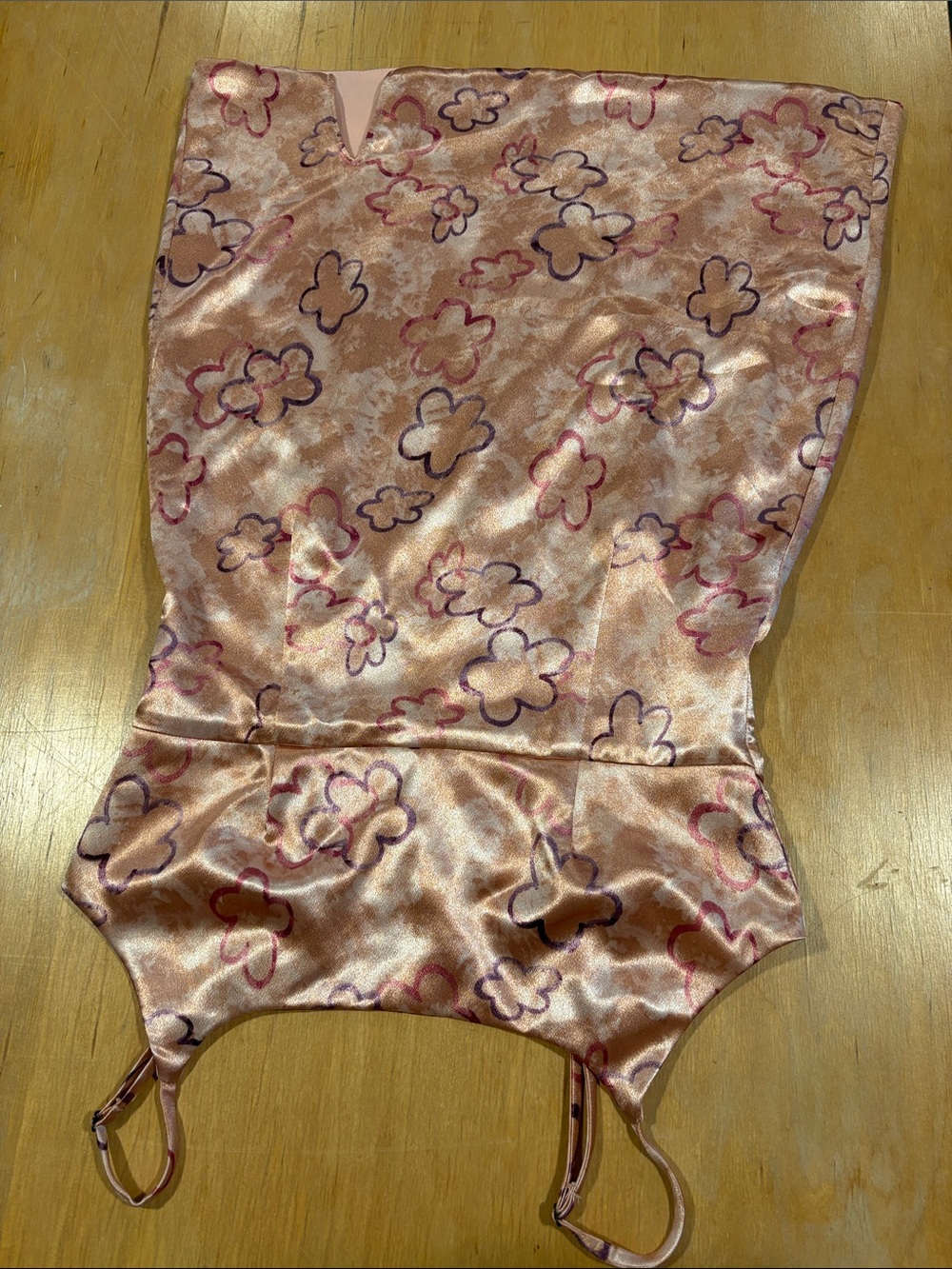 wild fable ~ Coral Peach Pink Floral Satin Chemise Slip Dress